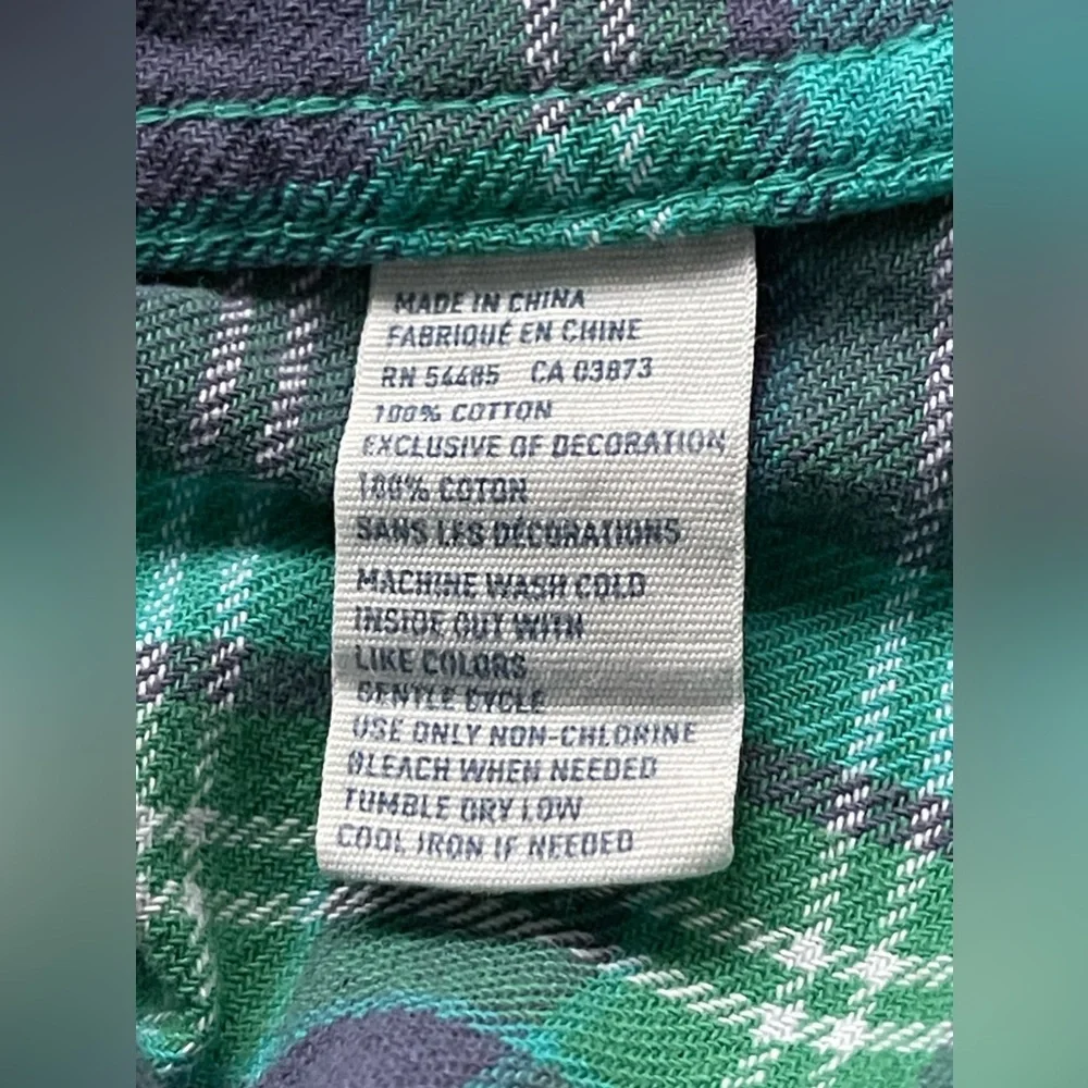 Upcycled AC/DC Band American Eagle Favorite Fit Flannel Plaid Shirt Size M - Picture 6 of 6